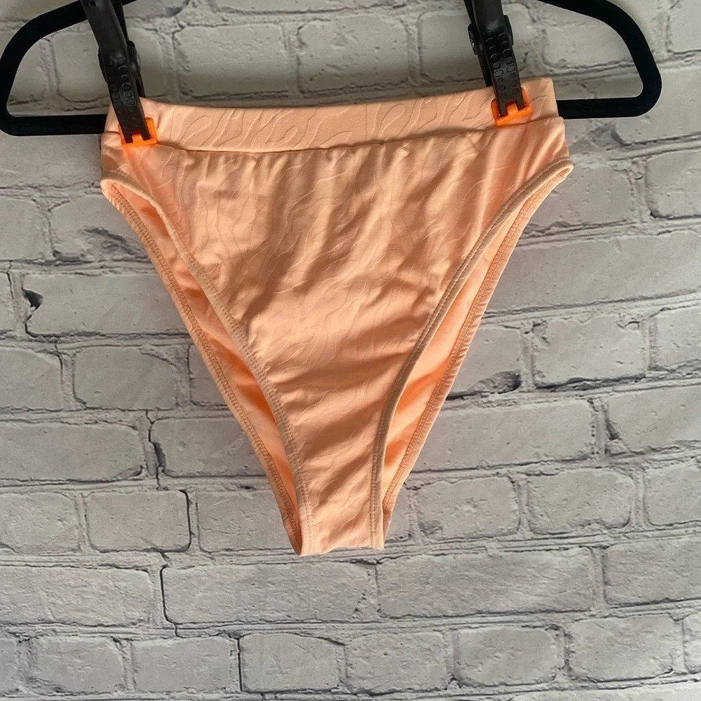 5/$20 Women’s Cabana Del Sol Light Neon Orange High Waisted Bikini Bottom Medium